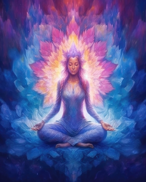 A meditação leva à iluminação espiritual e ao despertar IA generativa