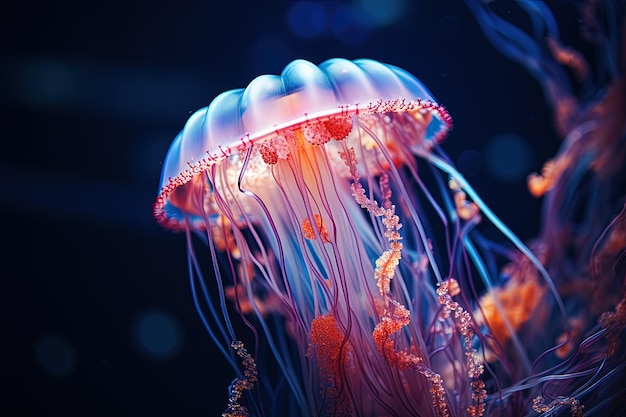 a medusa lunar do aquário flutuando na água espécie Aurelia aurita que vive em águas tropicais