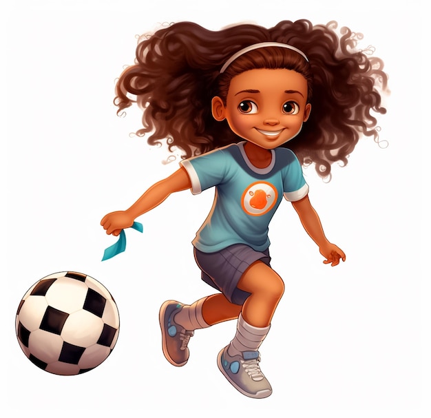 a menina criança de futebol menina png clip art no estilo de representações lúdicas e coloridas