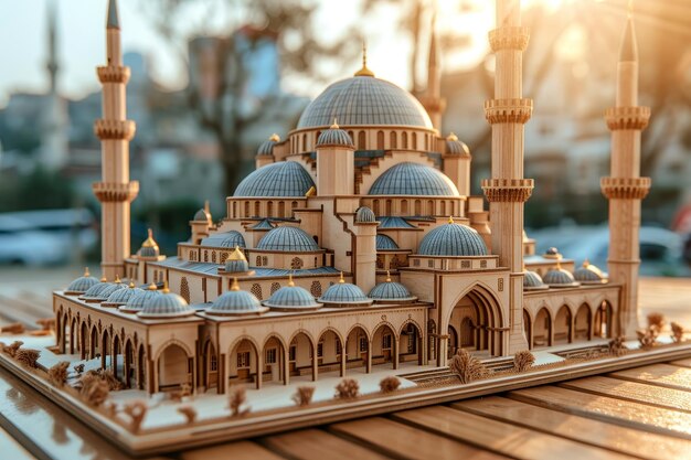 A mesquita acourt de fotografia profissional de escultura em argila em miniatura