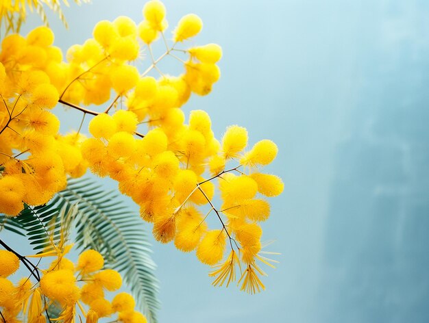 Foto a mimosa amarela é uma linda flor de primavera para as mulheres