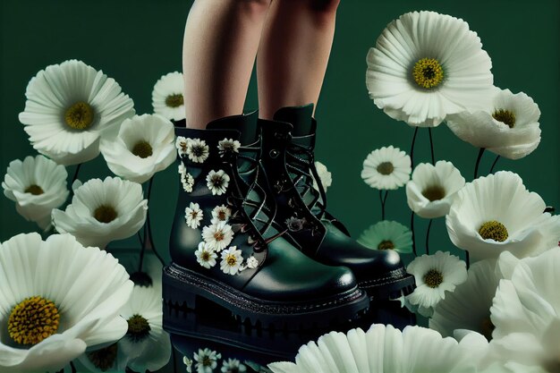 A moda encontra a natureza Botas entre a IA generativa de Blooms