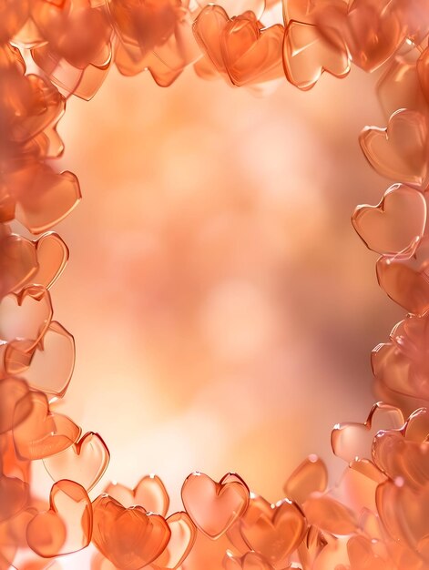 Foto a moldura quadrada de corações de vidro rosa claro fundo candy corações moldura de alta resolução