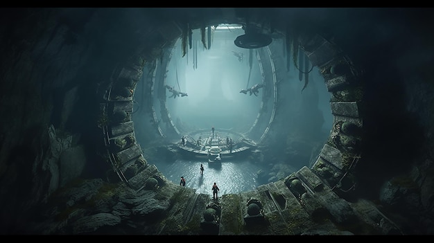 A_movie_still_of_a_giant_undersea_shrine