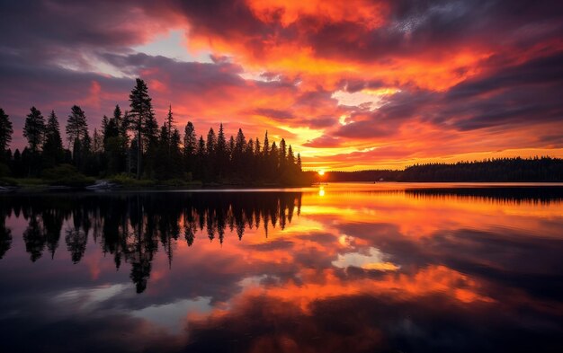 Foto a natureza do amanhecer no lago