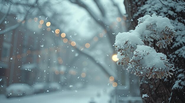 Foto a neve se acumula nos galhos das árvores papel de parede