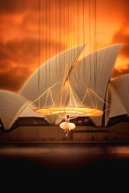 a Ópera de Sydney é vista através de um céu nublado