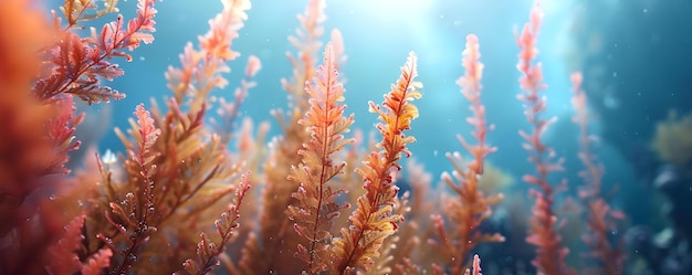 A oscilação das algas vermelhas no conceito subaquático Fotografia subaquática Vida marinha Ecosistemas de algas vermelhas