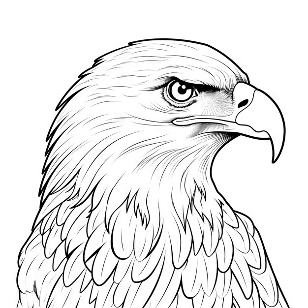 Foto a página do livro de colorir da águia em branco e preto
