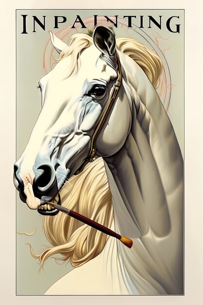 Foto a painting of a horse with a sword in it