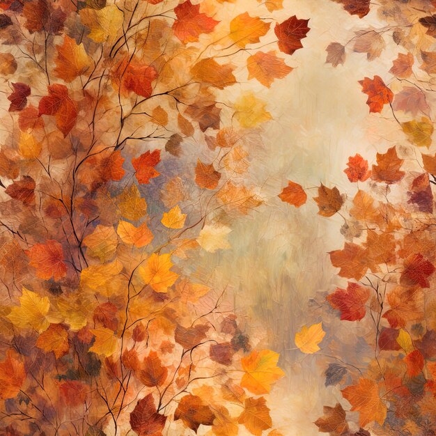 Foto a painting of a tree with autumn leaves