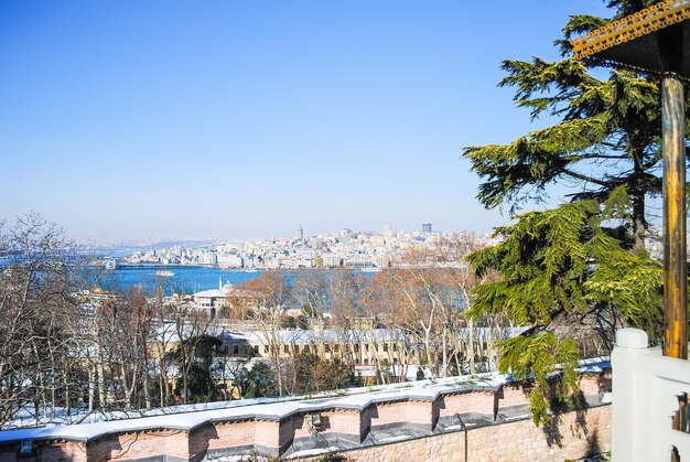 A paisagem cênica das paredes do Palácio de Topkapi Turquia Istambul