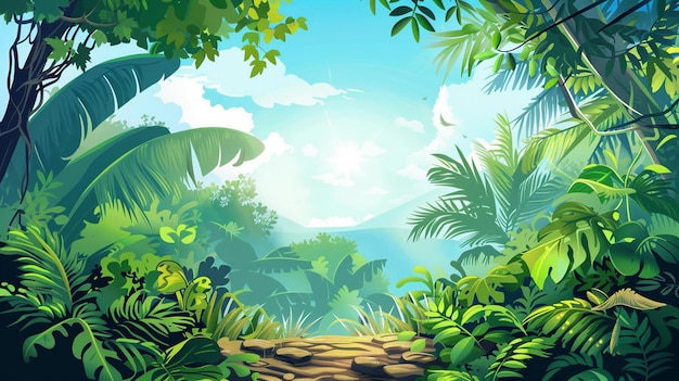 A paisagem de uma selva num dia ensolarado