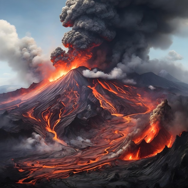 A paisagem dinâmica de uma erupção vulcânica