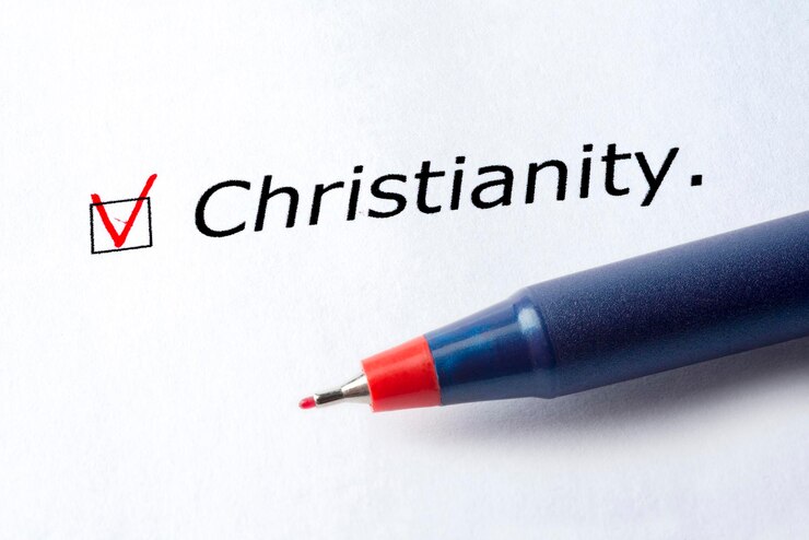 Foto a palavra cristianismo é impressa em um fundo branco