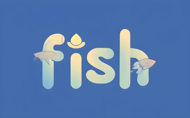 A palavra 'peixe' em forma de tipografia de peixe