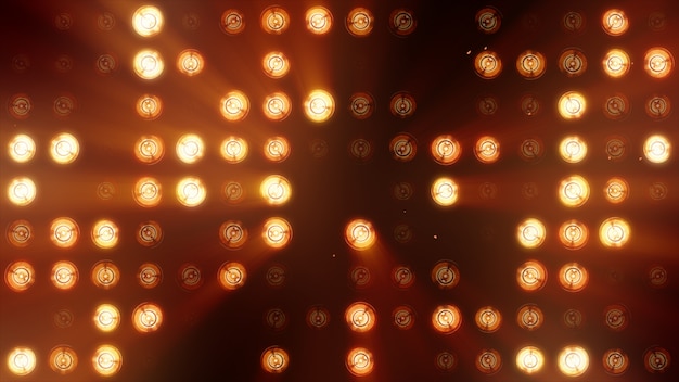 Foto a parede das lâmpadas incandescentes é laranja brilhante. fundo led