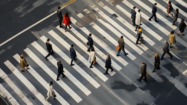 A passagem de pedestres no Japão é tirada de um ângulo aéreo