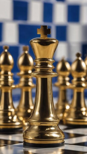 Foto a peça de xadrez de peão dourado em pé no grupo de peças de xadres de peão de prata em padrão hexagonal flo