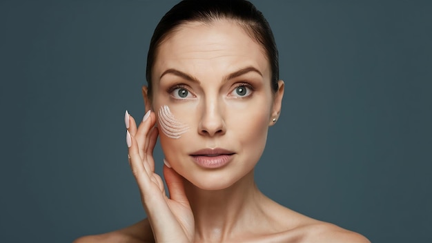 A pele do rosto de uma mulher antes e depois de procedimentos cosméticos de beleza estética com o remova