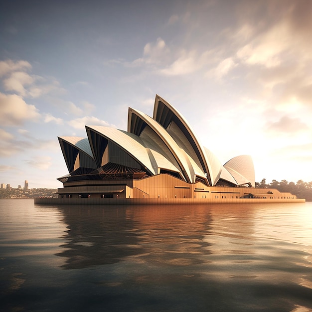 a Ópera de Sydney é vista à beira-mar