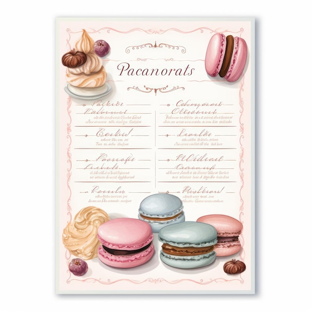 Foto a perfeição da pastelaria tenta macarrões em um cartão de receita 3x5