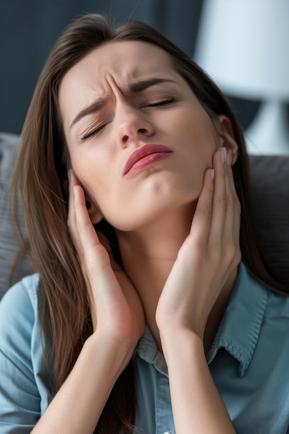 A pessoa está experimentando uma dor de garganta que descreve o desconforto e a irritação de uma doença de gargante atenção médica para alívio calmante e recuperação desconforto resfriados doenças vírus bactérias