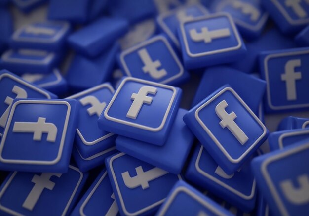 A pilha de logotipos 3D do Facebook