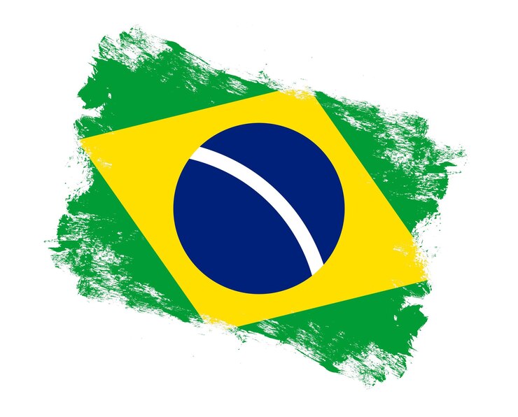 A pincelada pintou a bandeira do brasil no fundo branco