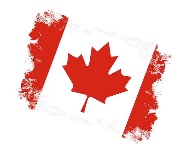 A pincelada pintou a bandeira do Canadá no fundo branco