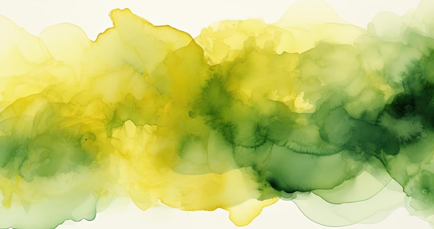 a pintura a aquarela de amarelo e verde é isolada em branco no estilo de sutil tonal