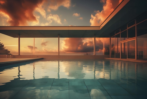 Foto a_piscina_de fora_no pôr-do-sol