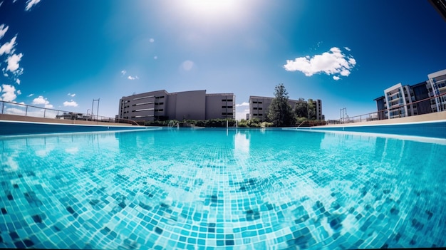 Foto a piscina em ou perto da casa de praia