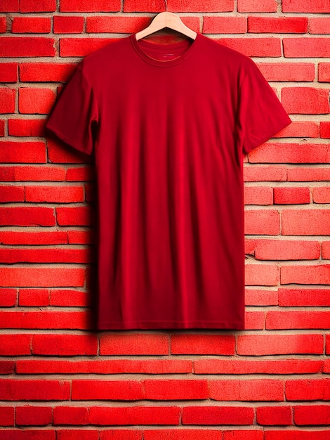 Foto a plain color red tshirt with brick wall background