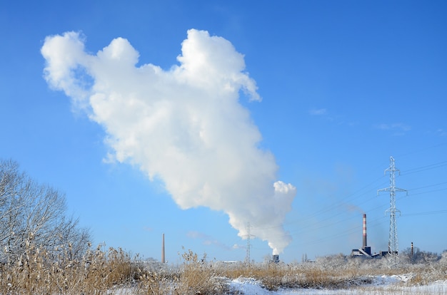 A planta industrial está localizada atrás do terreno pantanoso