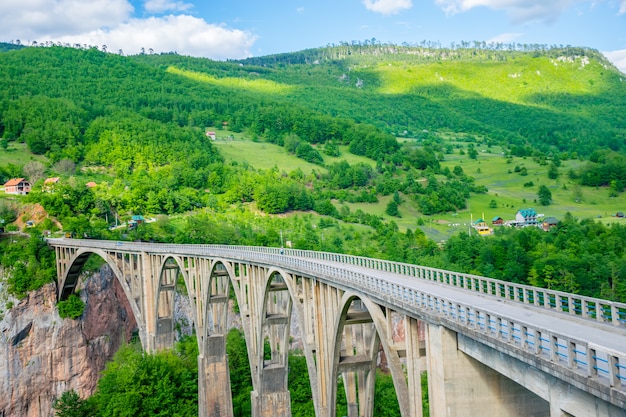A ponte djurdjevic atravessa o desfiladeiro do rio tara, no norte de montenegro.