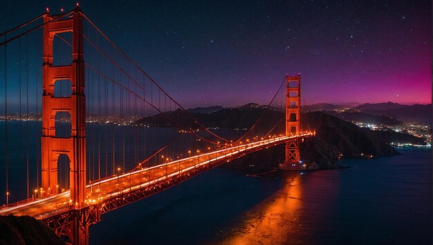 A ponte do Golden Gate à noite.