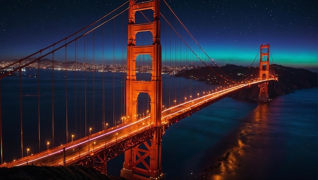 A ponte do Golden Gate à noite.
