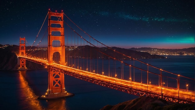 A ponte do Golden Gate à noite.