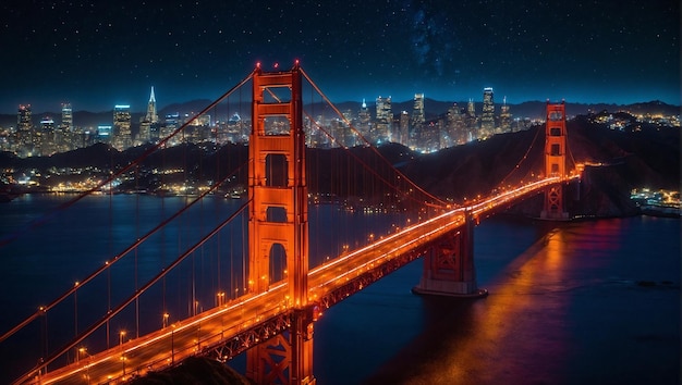 A ponte do Golden Gate à noite.