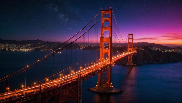 A ponte do Golden Gate à noite.