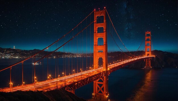 A ponte do Golden Gate à noite.