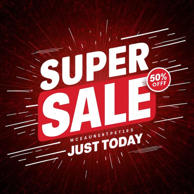 Foto a poster for super sale is displayed on a red background