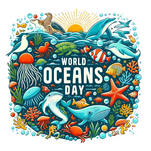 Foto a poster for the worlds oceans day is written in a circle