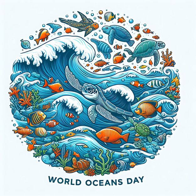 Foto a poster for world oceans day with corals and corals