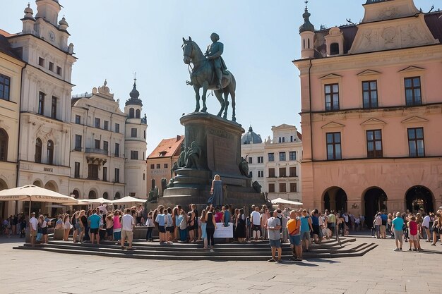 Foto a praça do mercado principal, em cracóvia, polônia