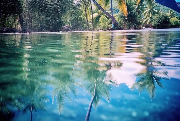 a praia ao lado das palmeiras