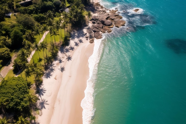 a praia e o oceano de cima