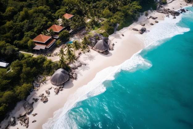 a praia e o oceano de cima