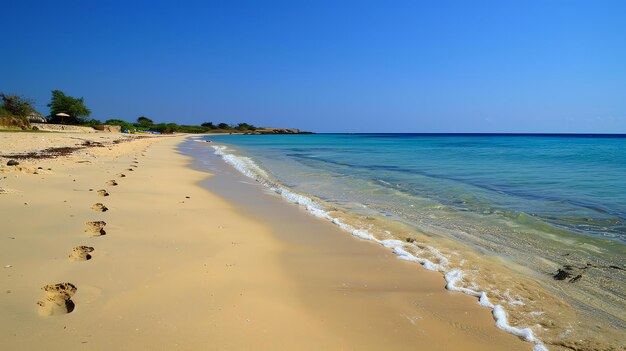 Foto a praia perfeita a areia branca é prístina e a água é cristalina